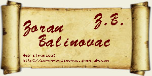 Zoran Balinovac vizit kartica